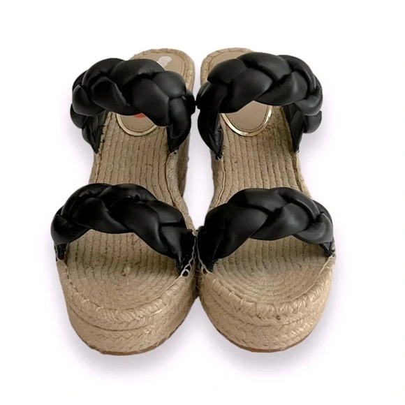 Kenneth Cole Olivia Braided Wedge Espadrille Black Sandal Size 11 NWT - Picture 2 of 9